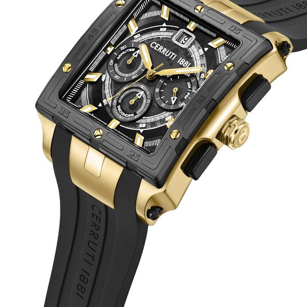 Cerruti 1881 Quartz Chronograph Black Dial Black Silicone Strap Watch For Men - image number 1