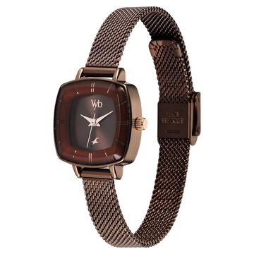 Vyb Seeker By Fastrack Quartz Analog Brown Dial Metal Strap Watch For Girls