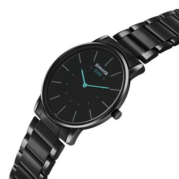Sonata Sleek Quartz Analog Black Dial Black Stainless Steel Strap Watch For Men