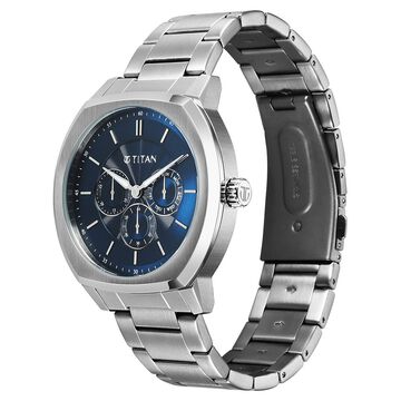 Titan Regalia Arc Analog with Day Date Second Subdial and Blue Dial Stainless Steel Strap Watch for Men