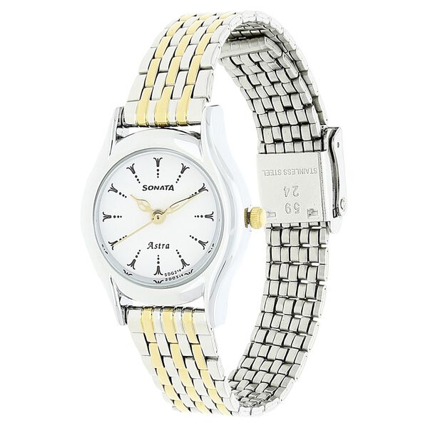 Sonata Quartz Analog White Dial Stainless Steel Strap Watch for Women - image number 1