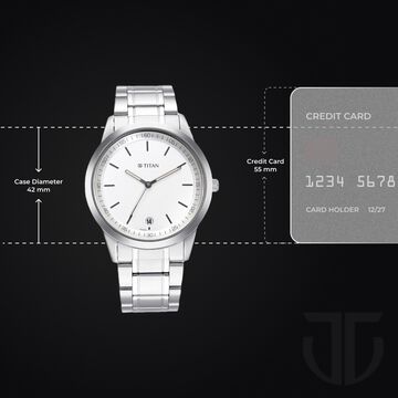 Titan Men's Timeless Style Watch: Refined White Dial and Metal Strap