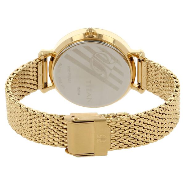 Titan Quartz Analog Moonphase Champagne Dial Stainless Steel Strap Watch for Women - image number 3