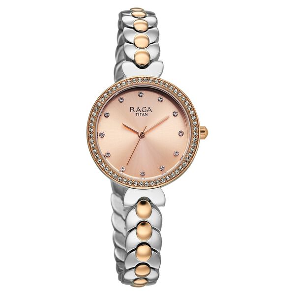 Titan Raga Showstopper Quartz Analog Rose Gold Dial Two Toned Metal Strap Watch For Women - image number 1