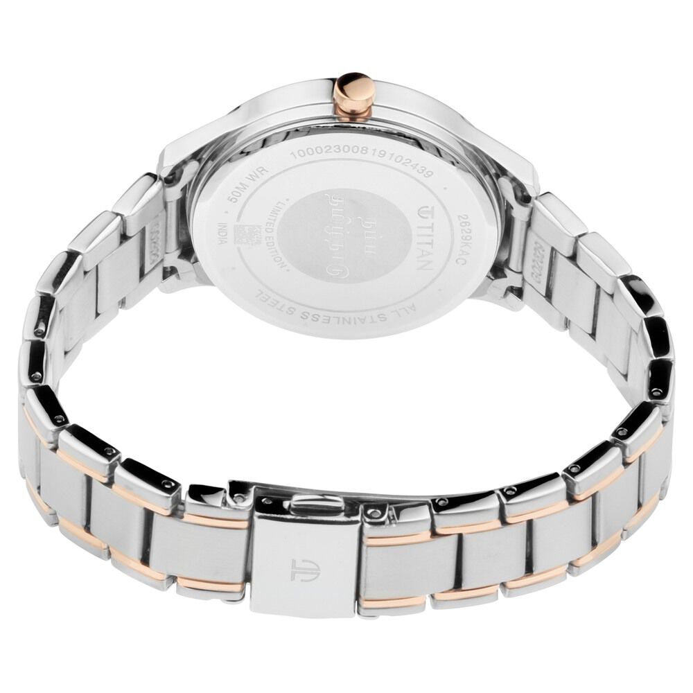 Buy Online Titan Namma Tamil Nadu Mother of Pearl Dial Analog with Date Stainless Steel Strap watch for Women 2629km01 p Titan