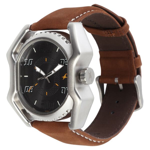 Fastrack Quartz Analog Black Dial Leather Strap Watch for Guys - image number 1