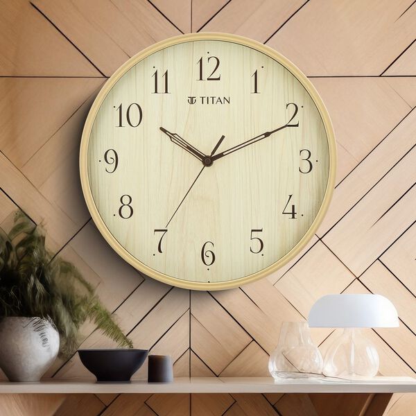 Titan Contemporary Wall Clock Quartz Analog Light Brown Dial - Size 31 cm x 31 cm (Medium) - image number 0