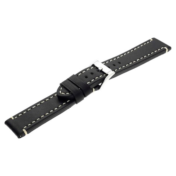 22 mm Black Genuine Leather Straps for Men - image number 3