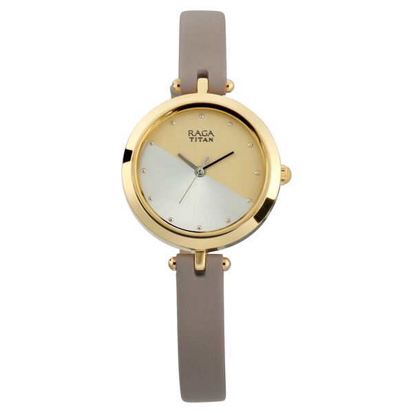 Titan Raga Viva Champagne Dial Women Watch With Leather Strap - image number 0