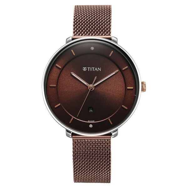 Titan Noir Brown Dial Analog Stainless Steel Strap Watch for Women - image number 1