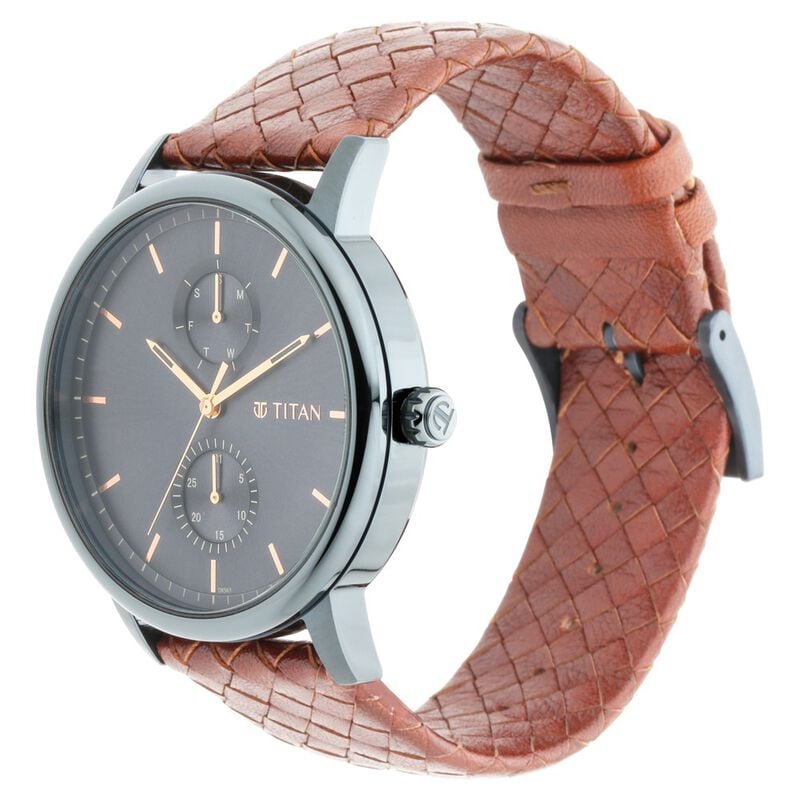 Titan Athleisure Blue Dial Analog Leather Strap Watch for Men - image number 2