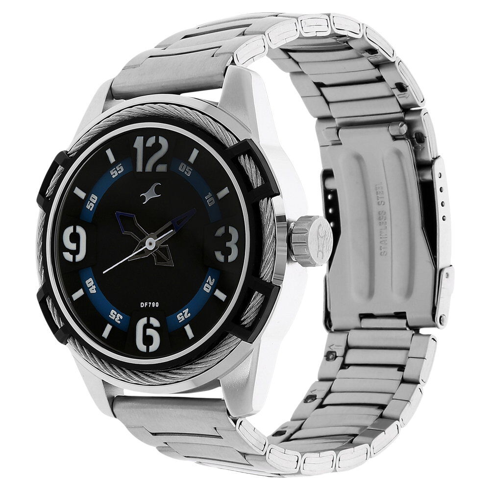 Buy Online Fastrack Quartz Analog Black Dial Stainless Steel Strap Watch for Guys nk3157km01 Titan