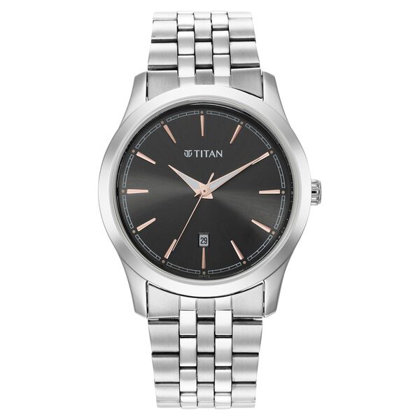 Titan Quartz Analog Anthracite Dial Stainless Steel Strap Watch for Men - image number 1