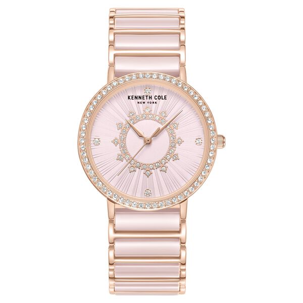 Kenneth Cole Quartz Analog Pink Dial Pink Stainless Steel & Ceramic Strap Watch For Women - image number 0