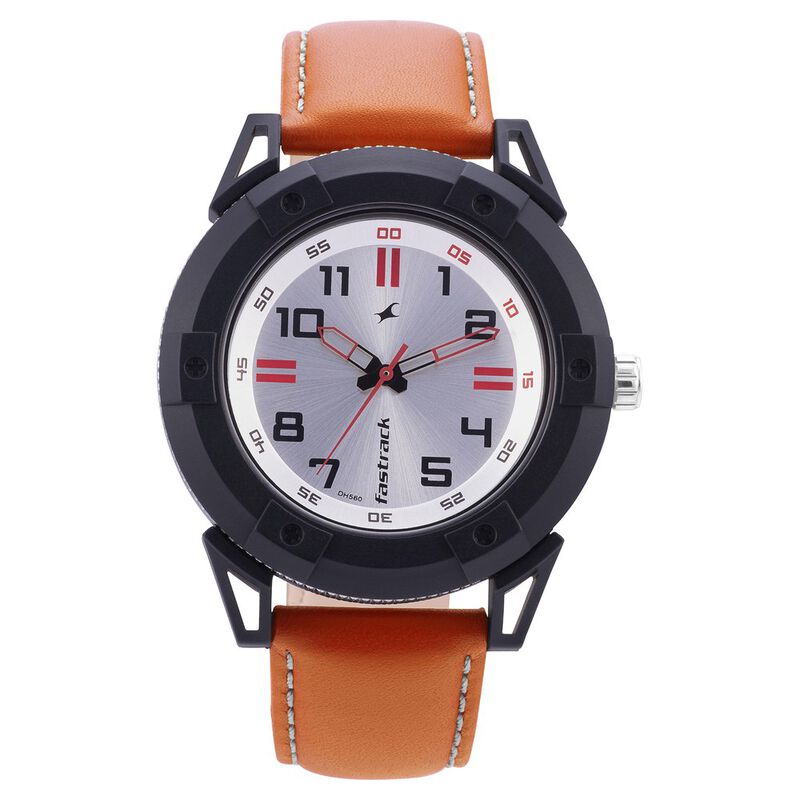 Fastrack Modular Quartz Analog Silver Dial Leather Strap Watch for Guys - image number 1