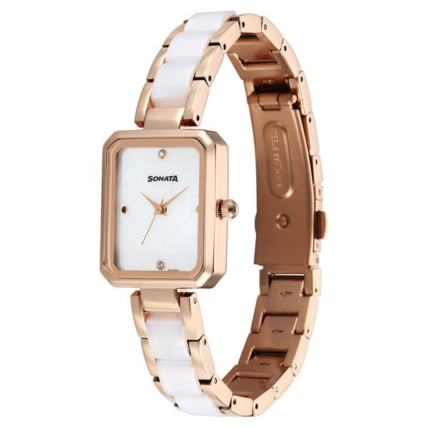 Sonata Festive Quartz Analog White Dial Metal & Plastic Strap Watch For Women - image number 1