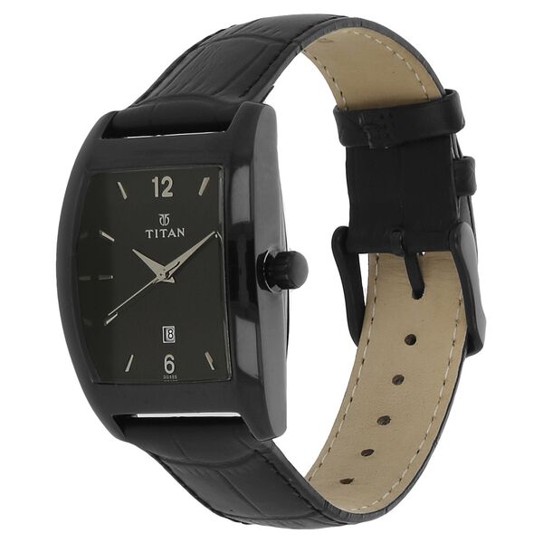 Titan Quartz Analog with Date Silver Dial Leather Strap Watch for Men - image number 1