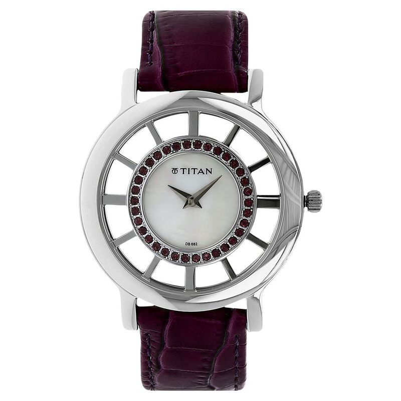 Buy Online Titan Analog Mother of Pearl Dial Stainless Steel Leather ...