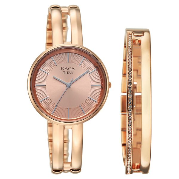 Titan Raga Contempore Quartz Analog Rose Gold Dial Rose Gold Metal Strap Watch For Women - image number 1