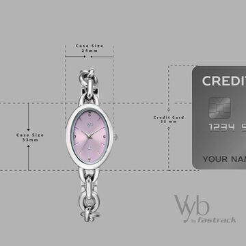 Vyb Manifester By Fastrack Quartz Analog Purple Dial Silver Metal Strap Watch For Girls