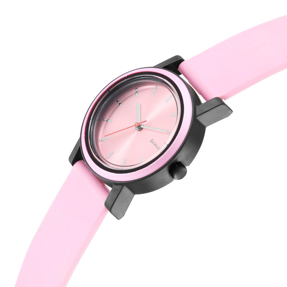 Buy Online Sonata Pop Pink Dial Women Watch With Polyurethane