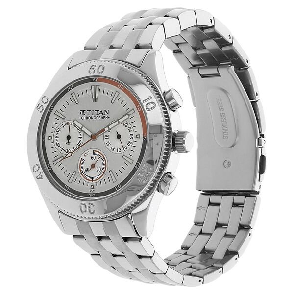 Titan Octane Silver Dial Chronograph Stainless Steel Strap watch for Men - image number 1