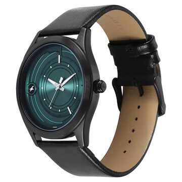 Fastrack Groove Quartz Analog Green Dial Black Leather Strap Watch For Guys