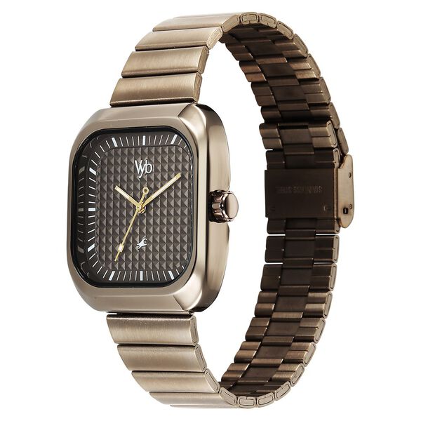 Fastrack Vyb Maverick Quartz Analog Khaki Dial Metal Strap Watch For Guys - image number 4