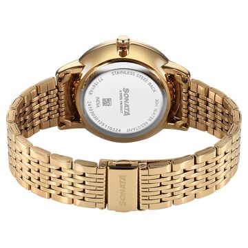 Sonata Eternia Quartz Analog Golden Dial Metal Strap Watch For Men