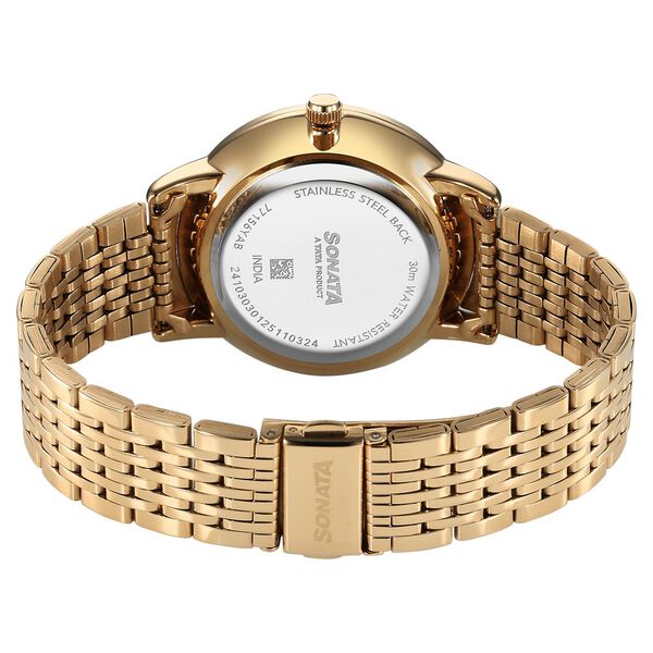 Sonata Eternia Quartz Analog Golden Dial Metal Strap Watch For Men - image number 4
