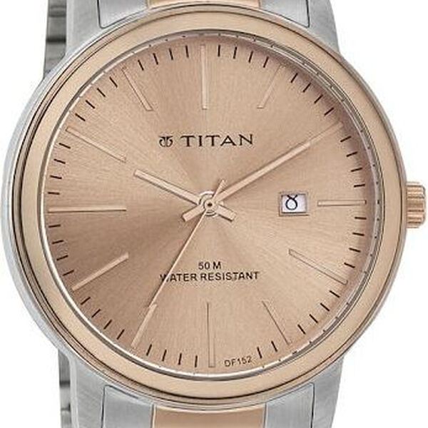 Titan Analog with Date Rose Gold Dial Stainless Steel Strap Watch for Men - image number 0