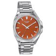 Poze By Sonata Quartz Analog Orange Dial Silver Metal Strap Watch For Men - image number 2