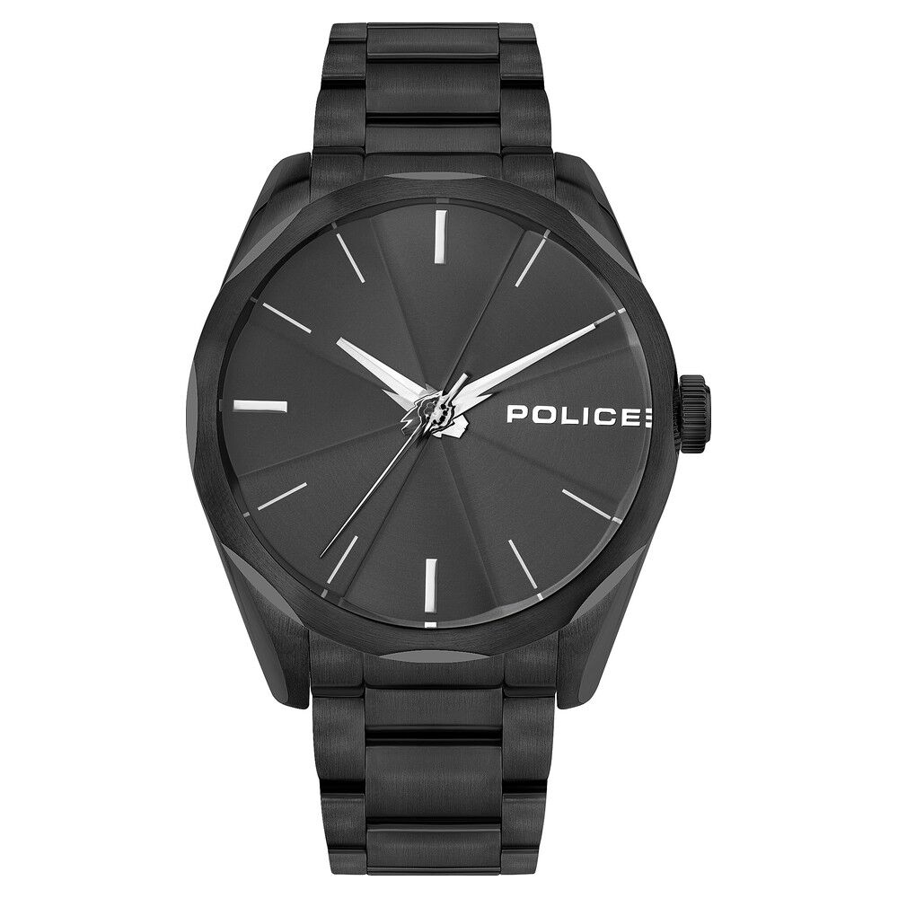 Buy Online Police Quartz Analog Black Dial Metal Strap Watch for