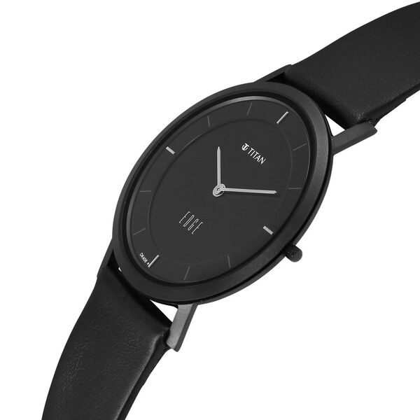 Titan Edge Black Dial Quartz Leather Strap Watch for Men - image number 1