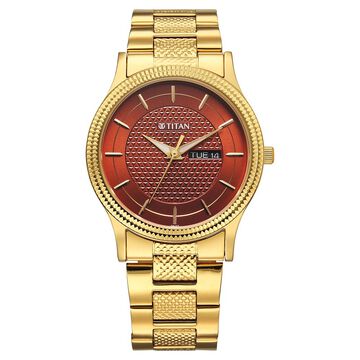 Titan Karishma Wedding Edit Quartz Analog with Day and Date Brown Dial Stainless Steel Strap Watch For Men
