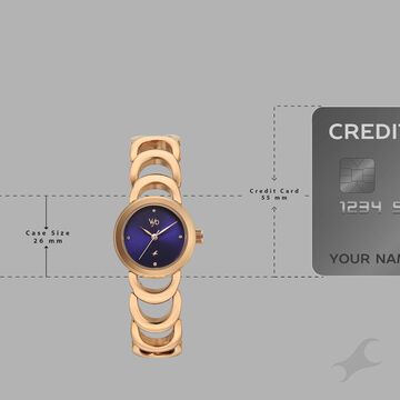 Vyb Bliss By Fastrack Quartz Analog Blue Dial Rose Gold Metal Strap Watch For Girls