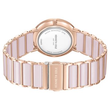 Kenneth Cole Quartz Analog Pink Dial Pink Stainless Steel & Ceramic Strap Watch For Women