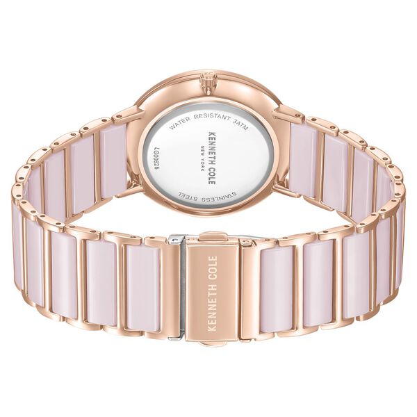 Kenneth Cole Quartz Analog Pink Dial Pink Stainless Steel & Ceramic Strap Watch For Women - image number 4