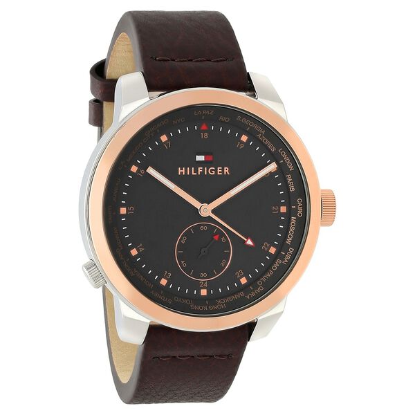 Tommy Hilfiger Quartz Analog Grey Dial Leather Strap Watch for Men - image number 1