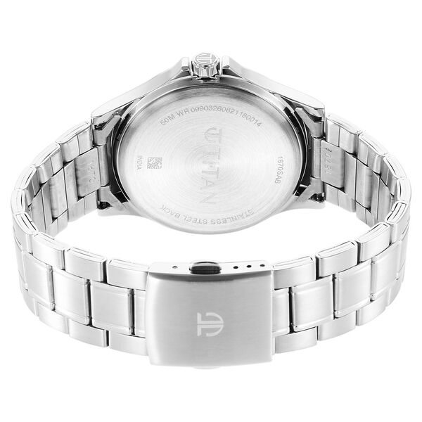 Titan Quartz Analog Blue Dial Metal Strap Watch for Men - image number 4