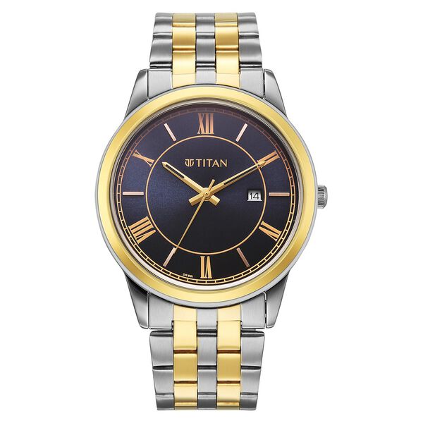 Titan Karishma Festive Analog with Royal Blue Dial Dual Tone Stainless Steel Strap Watch for Men - image number 1