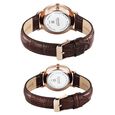 Sonata Perfect Pairs Quartz Analog White Dial Brown Leather Strap Watch For Couple - image number 3