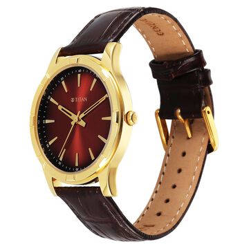 Titan Karishma Festive Analog with Mahogany Brown Dial Brown Leather Strap Watch for Men