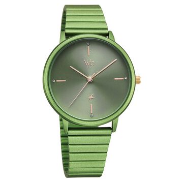 Fastrack Vyb Bliss Quartz Analog Green Dial Metal Strap Watch For Girls