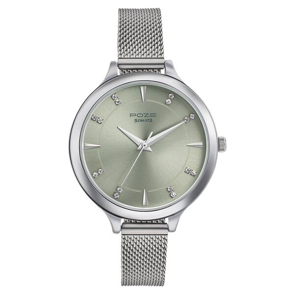Sonata Poze Quartz Analog Green Dial Stainless Steel Strap Watch for Women - image number 0