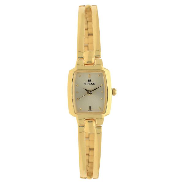 Titan Quartz Analog Champagne Dial Stainless Steel Strap Watch for Women - image number 0