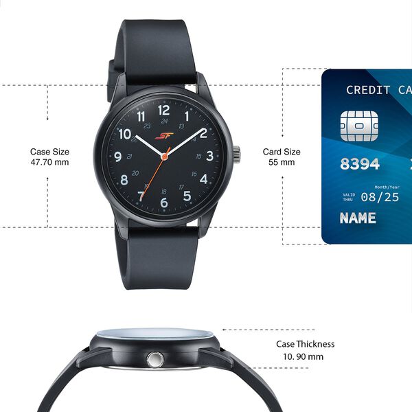 Sonata SF Field watch Quartz Analog Black Dial Black Silicone Strap Watch For Men - image number 3
