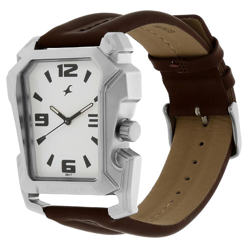 Fastrack Quartz Analog White Dial Leather Strap Watch for Guys - image number 1