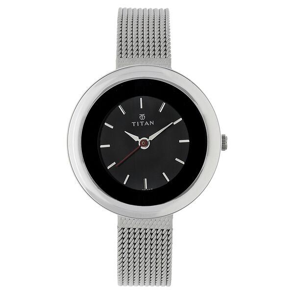 Titan Quartz Analog Black Dial Stainless Steel Strap Watch for Women - image number 0