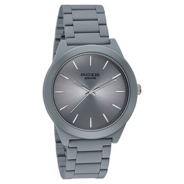 Sonata Poze Quartz Analog Grey Dial Metal Strap Watch For Men
